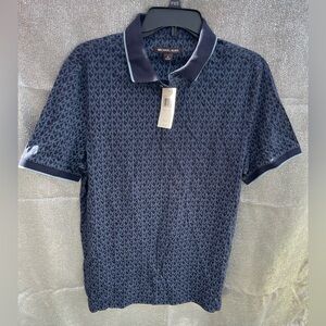 Michael Kors Dark Blue Patterned Polo Shirt